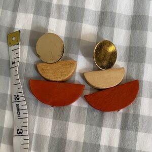 Urban Outfitters Gold and Orange Geometric Earrings